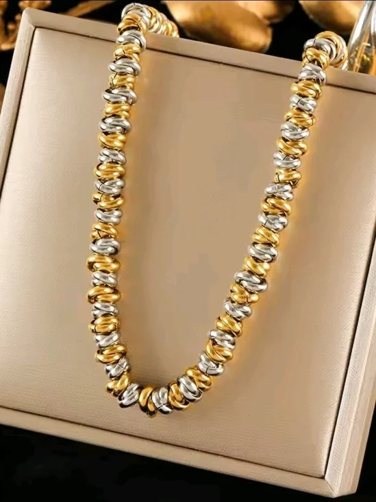 Anthropologie Gold & Silver Beaded Necklace and Bracelet Set - Picture 5 of 6